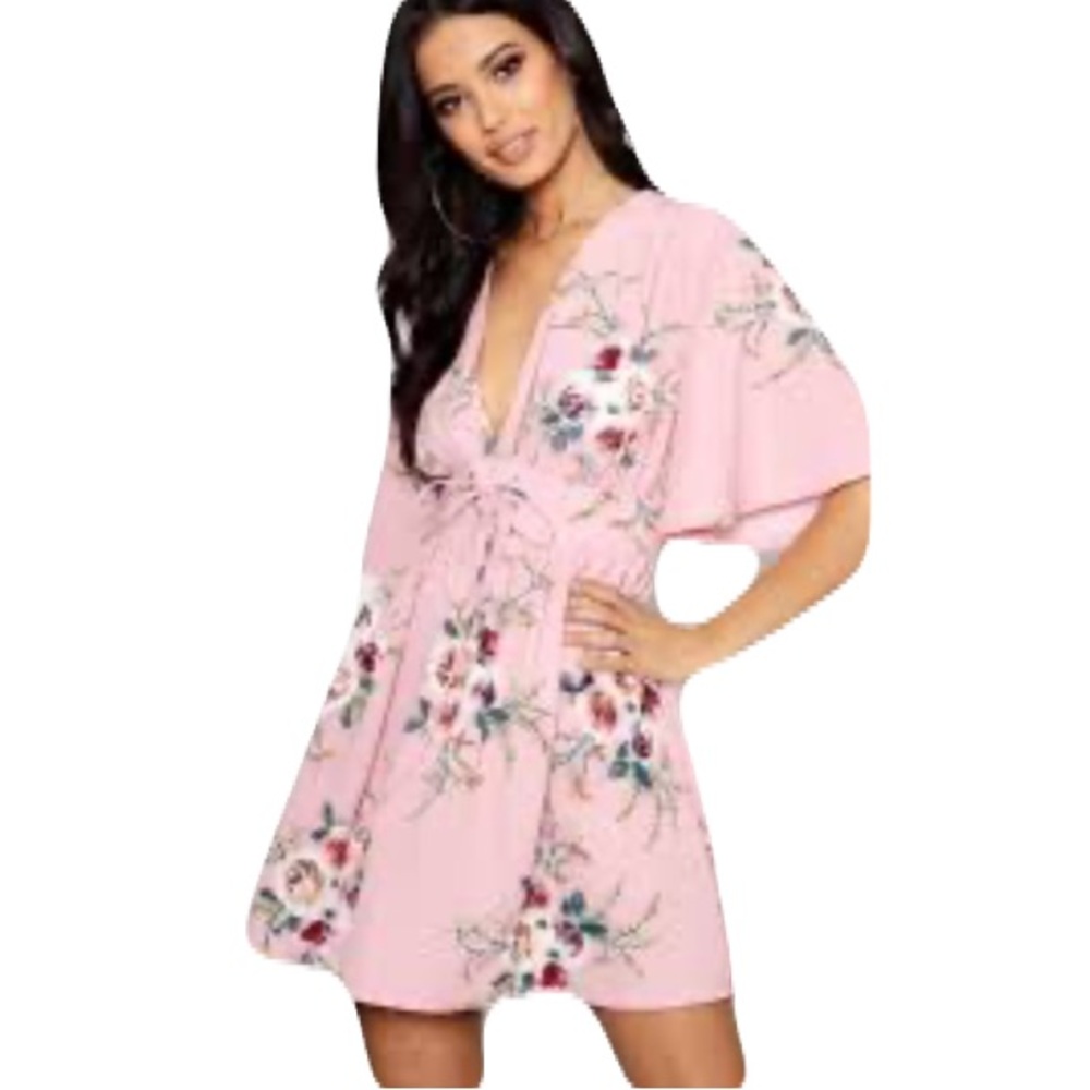 New Women’s Pink Floral Dress Boohoo Size 8